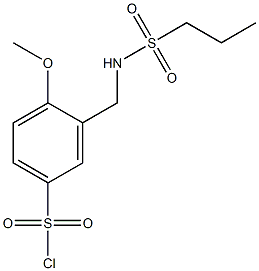4-methoxy-3-(propane-1-sulfonamidomethyl)benzene-1-sulfonyl chloride,,结构式