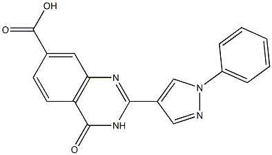 4-oxo-2-(1-phenyl-1H-pyrazol-4-yl)-3,4-dihydroquinazoline-7-carboxylic acid Struktur