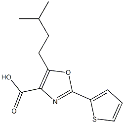 5-(3-methylbutyl)-2-(thiophen-2-yl)-1,3-oxazole-4-carboxylic acid,,结构式