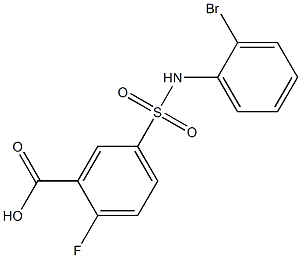 5-[(2-bromophenyl)sulfamoyl]-2-fluorobenzoic acid,,结构式