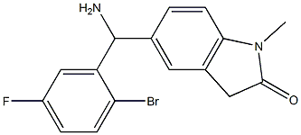 5-[amino(2-bromo-5-fluorophenyl)methyl]-1-methyl-2,3-dihydro-1H-indol-2-one 结构式