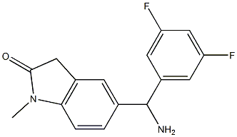 5-[amino(3,5-difluorophenyl)methyl]-1-methyl-2,3-dihydro-1H-indol-2-one 结构式