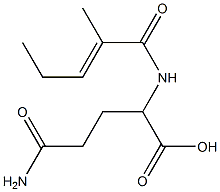 5-amino-2-{[(2E)-2-methylpent-2-enoyl]amino}-5-oxopentanoic acid Struktur
