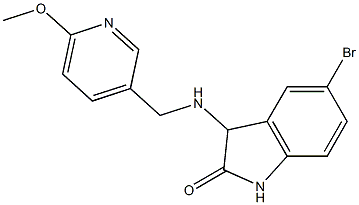 5-bromo-3-{[(6-methoxypyridin-3-yl)methyl]amino}-2,3-dihydro-1H-indol-2-one,,结构式