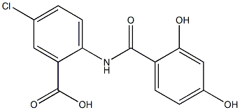 5-chloro-2-[(2,4-dihydroxybenzene)amido]benzoic acid Struktur