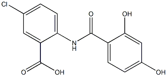 5-chloro-2-[(2,4-dihydroxybenzene)amido]benzoic acid 化学構造式