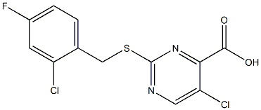5-chloro-2-[(2-chloro-4-fluorobenzyl)thio]pyrimidine-4-carboxylic acid 结构式