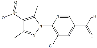 5-chloro-6-(3,5-dimethyl-4-nitro-1H-pyrazol-1-yl)pyridine-3-carboxylic acid Structure