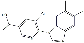 5-chloro-6-(5,6-dimethyl-1H-1,3-benzodiazol-1-yl)pyridine-3-carboxylic acid 化学構造式
