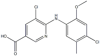5-chloro-6-[(4-chloro-2-methoxy-5-methylphenyl)amino]pyridine-3-carboxylic acid Struktur