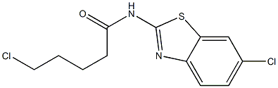 5-chloro-N-(6-chloro-1,3-benzothiazol-2-yl)pentanamide,,结构式