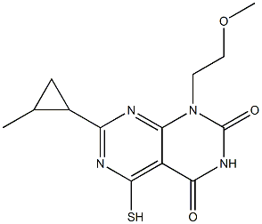5-mercapto-1-(2-methoxyethyl)-7-(2-methylcyclopropyl)pyrimido[4,5-d]pyrimidine-2,4(1H,3H)-dione Struktur