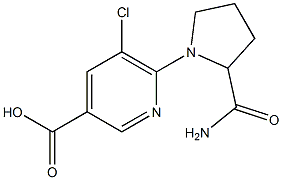 6-(2-carbamoylpyrrolidin-1-yl)-5-chloropyridine-3-carboxylic acid,,结构式