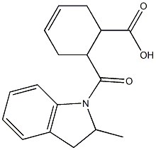 6-[(2-methyl-2,3-dihydro-1H-indol-1-yl)carbonyl]cyclohex-3-ene-1-carboxylic acid Struktur