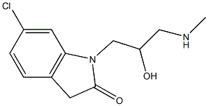 6-chloro-1-[2-hydroxy-3-(methylamino)propyl]-2,3-dihydro-1H-indol-2-one 化学構造式