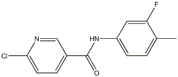 6-chloro-N-(3-fluoro-4-methylphenyl)pyridine-3-carboxamide Struktur