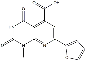 7-(furan-2-yl)-1-methyl-2,4-dioxo-1H,2H,3H,4H-pyrido[2,3-d]pyrimidine-5-carboxylic acid,,结构式