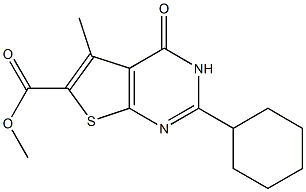 methyl 2-cyclohexyl-5-methyl-4-oxo-3H,4H-thieno[2,3-d]pyrimidine-6-carboxylate,,结构式