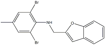N-(1-benzofuran-2-ylmethyl)-2,6-dibromo-4-methylaniline 化学構造式
