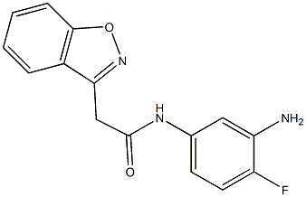 N-(3-amino-4-fluorophenyl)-2-(1,2-benzisoxazol-3-yl)acetamide 化学構造式