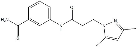 N-(3-carbamothioylphenyl)-3-(3,5-dimethyl-1H-pyrazol-1-yl)propanamide Struktur