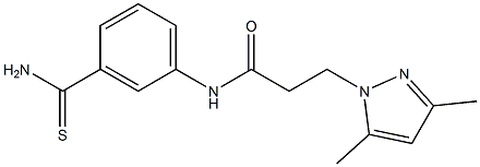 N-(3-carbamothioylphenyl)-3-(3,5-dimethyl-1H-pyrazol-1-yl)propanamide 化学構造式