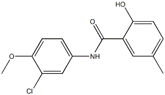 N-(3-chloro-4-methoxyphenyl)-2-hydroxy-5-methylbenzamide,,结构式