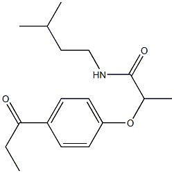 N-(3-methylbutyl)-2-(4-propanoylphenoxy)propanamide,,结构式