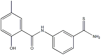 N-[3-(aminocarbonothioyl)phenyl]-2-hydroxy-5-methylbenzamide 化学構造式