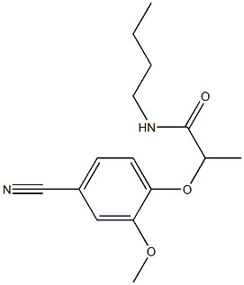 N-butyl-2-(4-cyano-2-methoxyphenoxy)propanamide 化学構造式