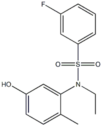 N-ethyl-3-fluoro-N-(5-hydroxy-2-methylphenyl)benzene-1-sulfonamide 化学構造式