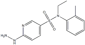 N-ethyl-6-hydrazinyl-N-(2-methylphenyl)pyridine-3-sulfonamide 化学構造式