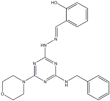 2-hydroxybenzaldehyde [4-(benzylamino)-6-(4-morpholinyl)-1,3,5-triazin-2-yl]hydrazone,,结构式