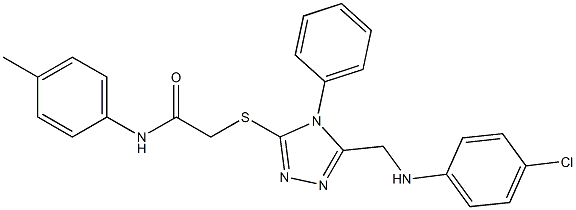 2-({5-[(4-chloroanilino)methyl]-4-phenyl-4H-1,2,4-triazol-3-yl}sulfanyl)-N-(4-methylphenyl)acetamide,,结构式