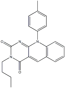 3-butyl-10-(4-methylphenyl)pyrimido[4,5-b]quinoline-2,4(3H,10H)-dione,,结构式