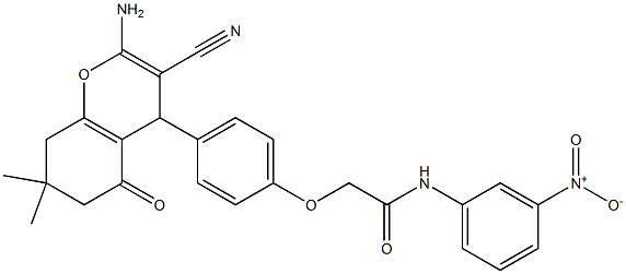 2-[4-(2-amino-3-cyano-7,7-dimethyl-5-oxo-5,6,7,8-tetrahydro-4H-chromen-4-yl)phenoxy]-N-(3-nitrophenyl)acetamide Structure