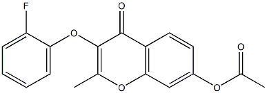 3-[(2-fluorophenyl)oxy]-2-methyl-4-oxo-4H-chromen-7-yl acetate 化学構造式