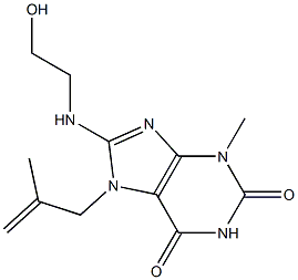 8-[(2-hydroxyethyl)amino]-3-methyl-7-(2-methyl-2-propenyl)-3,7-dihydro-1H-purine-2,6-dione Struktur