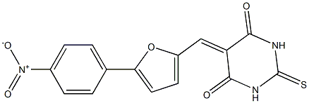 5-[(5-{4-nitrophenyl}-2-furyl)methylene]-2-thioxodihydro-4,6(1H,5H)-pyrimidinedione Structure