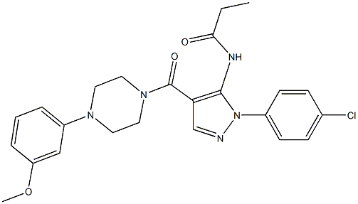 N-(1-(4-chlorophenyl)-4-{[4-(3-methoxyphenyl)-1-piperazinyl]carbonyl}-1H-pyrazol-5-yl)propanamide,,结构式