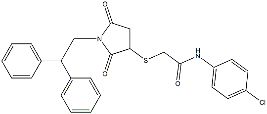 N-(4-chlorophenyl)-2-{[1-(2,2-diphenylethyl)-2,5-dioxo-3-pyrrolidinyl]sulfanyl}acetamide Structure