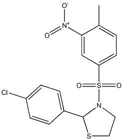 2-(4-chlorophenyl)-3-({3-nitro-4-methylphenyl}sulfonyl)-1,3-thiazolidine