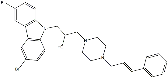 1-(4-cinnamyl-1-piperazinyl)-3-(3,6-dibromo-9H-carbazol-9-yl)-2-propanol,,结构式