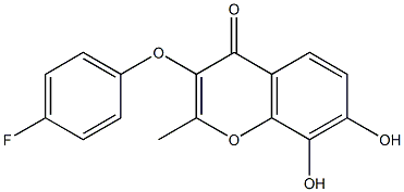 3-(4-fluorophenoxy)-7,8-dihydroxy-2-methyl-4H-chromen-4-one Struktur