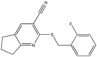 2-[(2-fluorobenzyl)sulfanyl]-6,7-dihydro-5H-cyclopenta[b]pyridine-3-carbonitrile Struktur