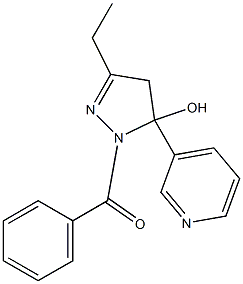 1-benzoyl-3-ethyl-5-(3-pyridinyl)-4,5-dihydro-1H-pyrazol-5-ol Struktur