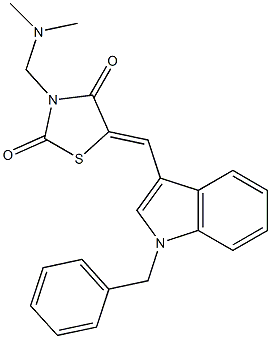 5-[(1-benzyl-1H-indol-3-yl)methylene]-3-[(dimethylamino)methyl]-1,3-thiazolidine-2,4-dione 结构式