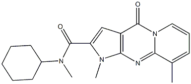 N-cyclohexyl-N,1,9-trimethyl-4-oxo-1,4-dihydropyrido[1,2-a]pyrrolo[2,3-d]pyrimidine-2-carboxamide Struktur