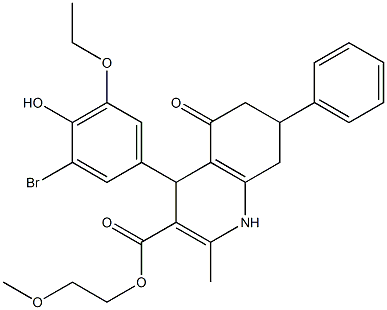 2-methoxyethyl 4-(3-bromo-5-ethoxy-4-hydroxyphenyl)-2-methyl-5-oxo-7-phenyl-1,4,5,6,7,8-hexahydro-3-quinolinecarboxylate