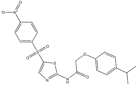 N-[5-({4-nitrophenyl}sulfonyl)-1,3-thiazol-2-yl]-2-(4-isopropylphenoxy)acetamide Structure